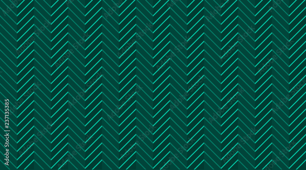 Chevron zig zag emerald (dark green) seamless pattern with light lines. Elegant minimal european background in light halftone. Herringbone vector backdrop. Festive stripes. Jagged waves. Luxury VIP