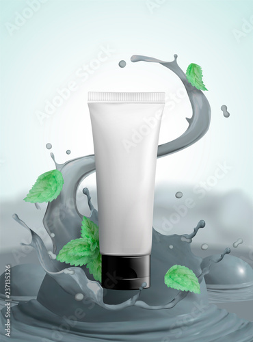 Skincare product with splashing mud