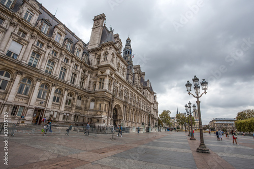 PARIS, FRANCE, SEPTEMBER 6, 2018 - The Hotel de Ville, City Hall of Paris, France. This building is housing the City of Paris's administration.
