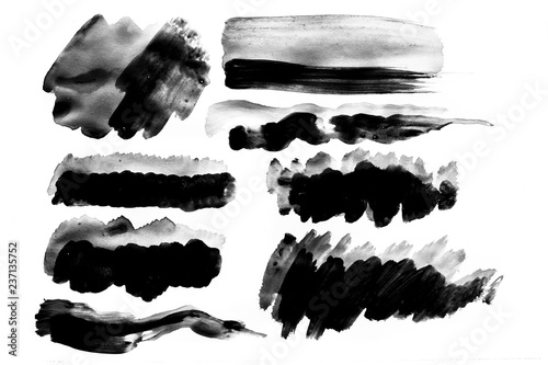 Brush strokes with watercolor paint 