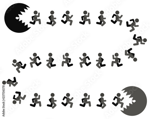 People Futile Escape Cartoon