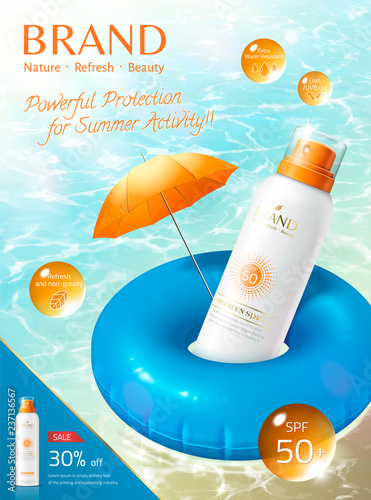 Sunscreen spray ads