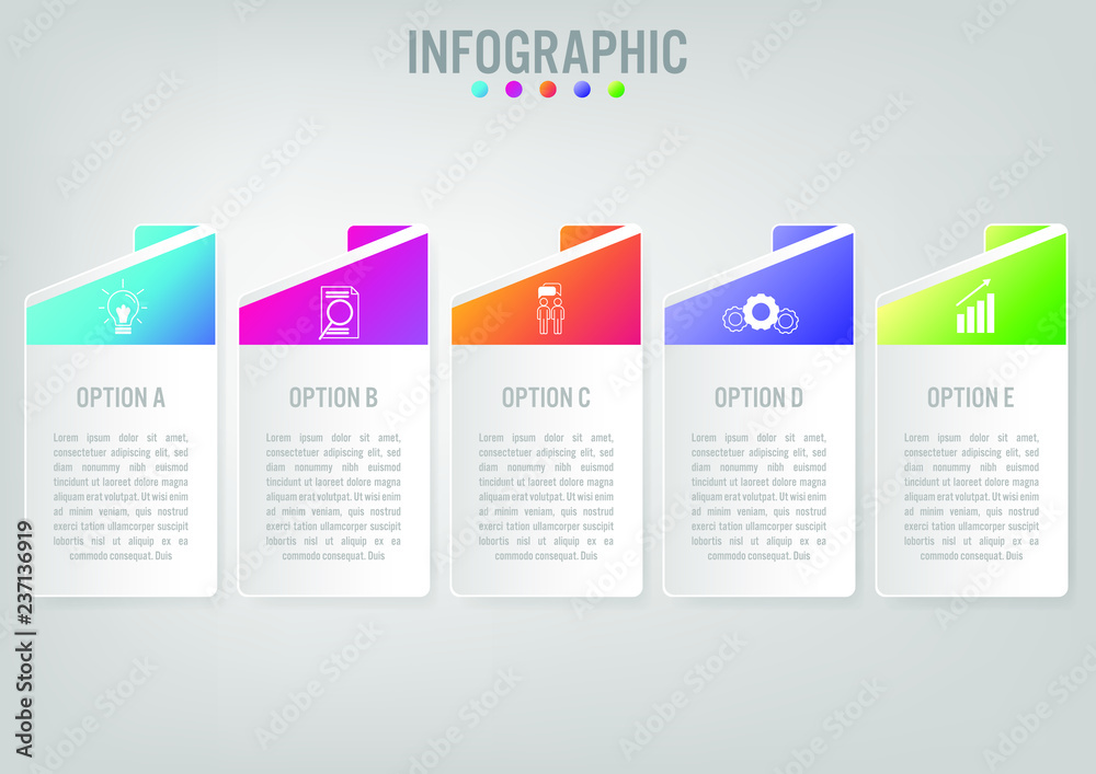 Business infographic labels template with 5 options.Creative concept for infographic.