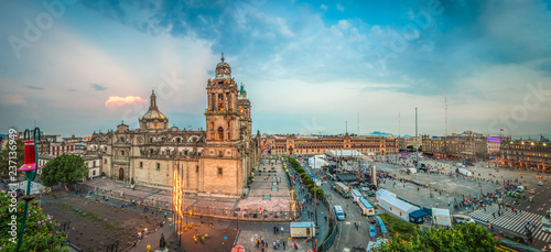 Zocalo square and Metropolitan cathedral of Mexico city photo