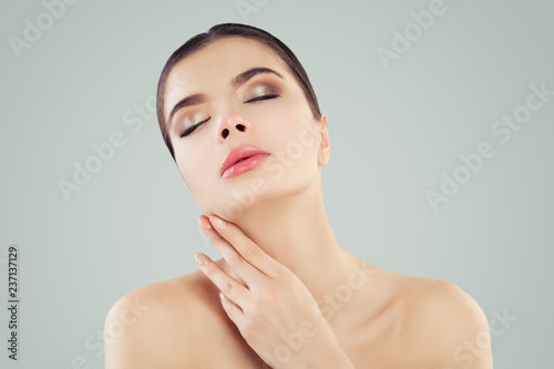 Young woman face. Relaxing female model