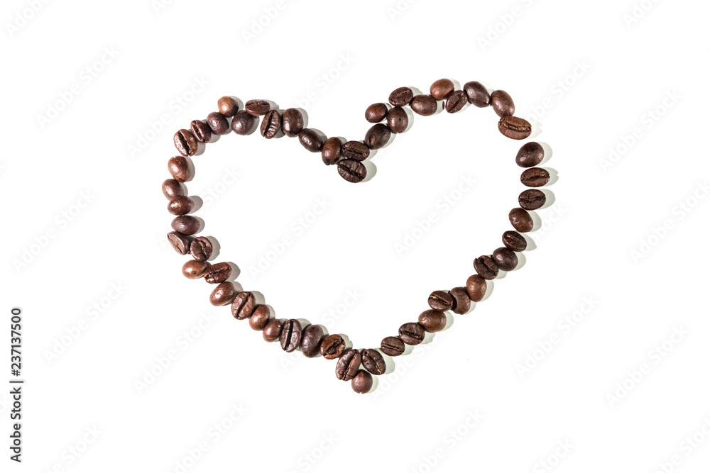 A heart built with coffee beans. A heart built with coffee beans.