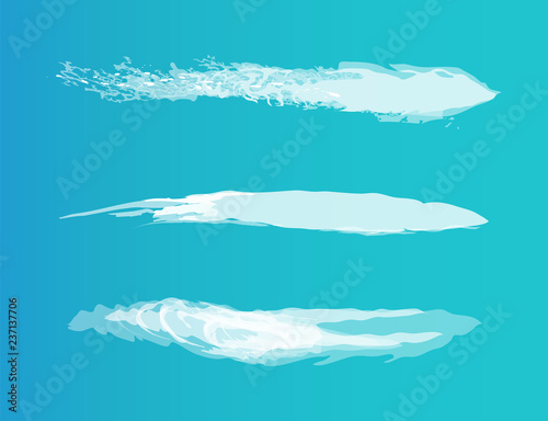 Water Traces Left by Boats or Ships with Motor Set