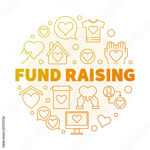 Fund Raising round vector creative outline illustration