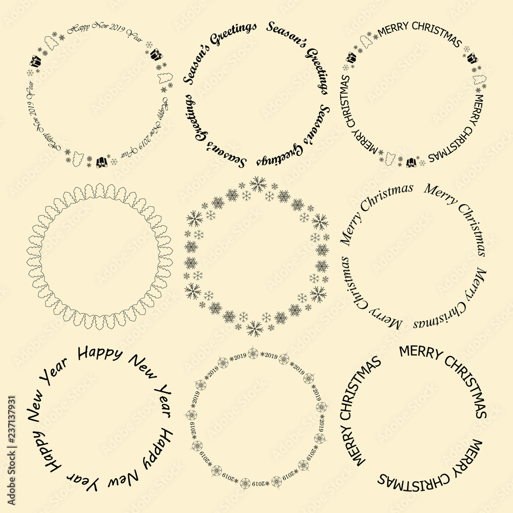 decorative round frames for christmas and new year with greetings and snowflakes - vector decorative round frames for christmas and new year with greetings and snowflakes - vector