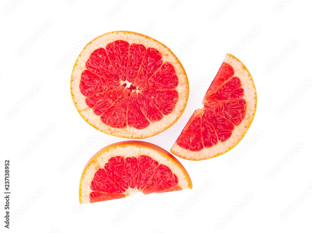 Topview Grapefruit slice isolated on white background Topview Grapefruit slice isolated on white background
