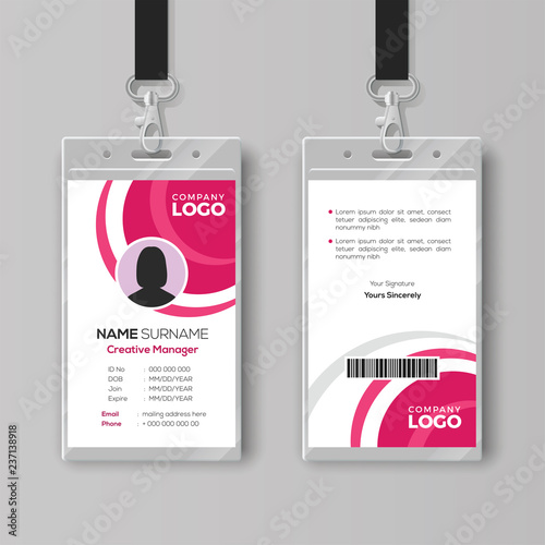 Stylish ID card template with pink details