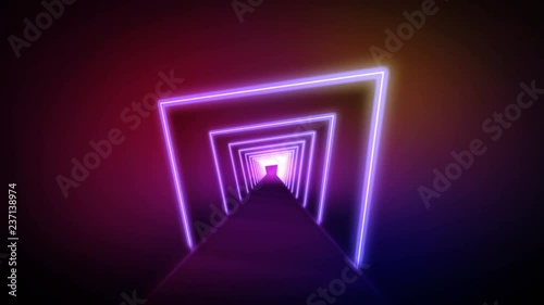 Motion Graphic , Loop clips square glowing lines, tunnel, neon lights