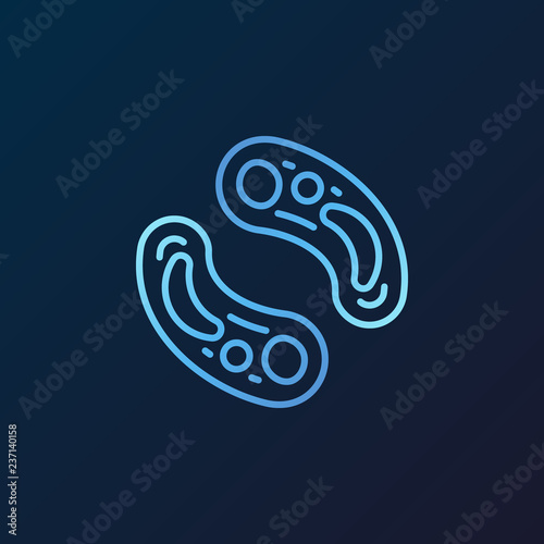 Bacterias outline vector blue icon or logo element on dark background
