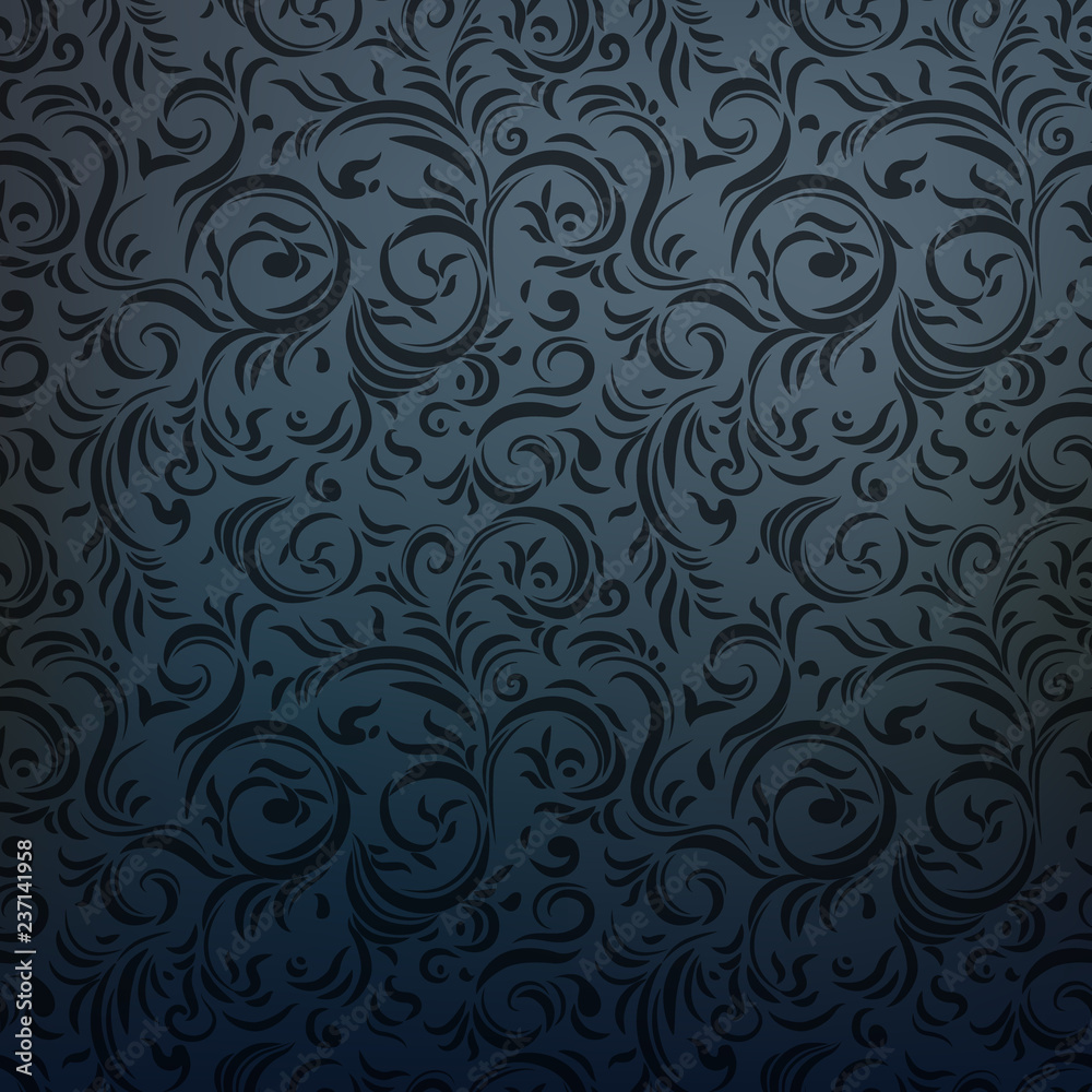 Ornamental seamless pattern. Dark charcoal gothic style.