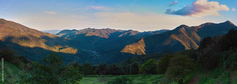Beautiful spanish panoramic landscape near the small village Osor in Catalonia