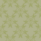 Olive green floral ornamental design. Seamless pattern