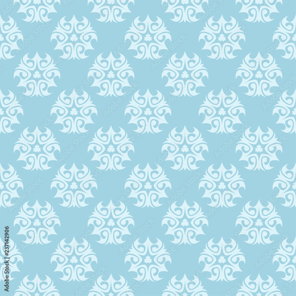 White floral seamless pattern on blue background White floral seamless pattern on blue background