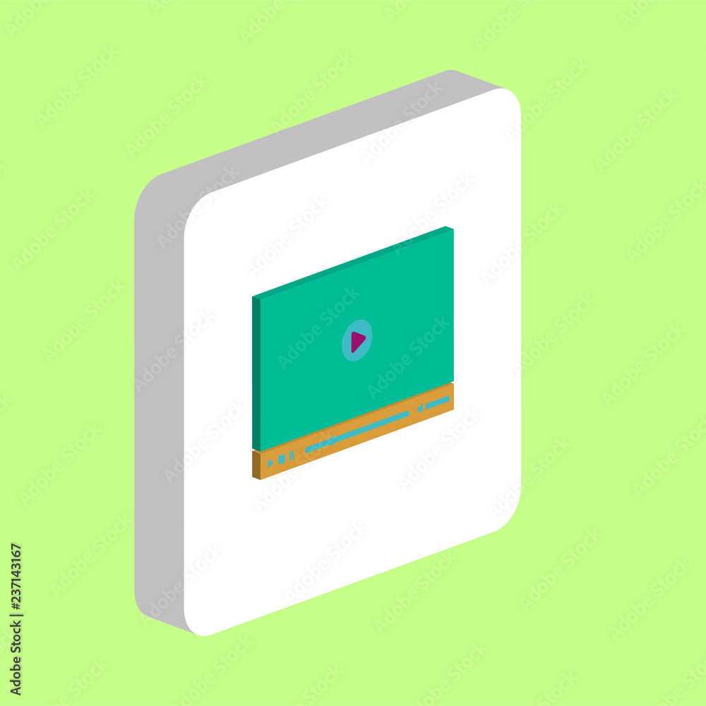 Video Player Simple vector icon. Illustration symbol design template for web mobile UI element. Perfect color isometric pictogram on 3d white square. Video Player icons for you business project Video Player Simple vector icon. Illustration symbol design template for web mobile UI element. Perfect color isometric pictogram on 3d white square. Video Player icons for you business project