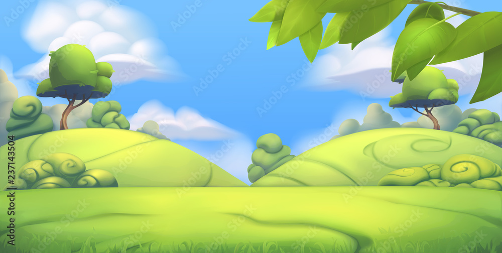 Nature landscape. Park. 3d vector background Stock Vector | Adobe Stock