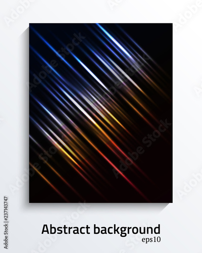 Flyer template or banner design with colorful motion lines.