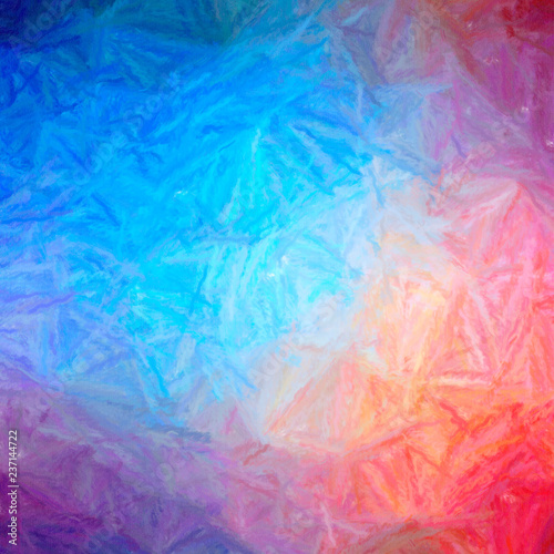 Illustration of abstract Blue, Orange And Red Long Brush Strokes Pastel Square background.