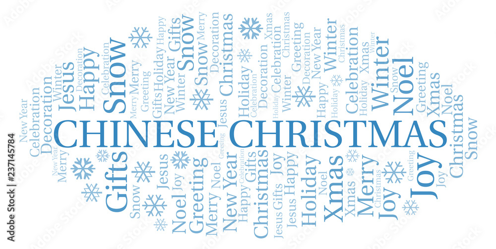 Fototapeta premium Chinese Christmas word cloud.