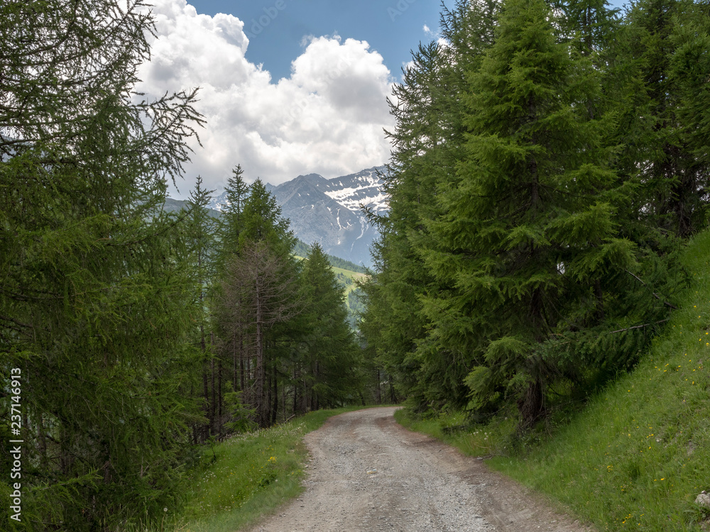 Mountain landscape along the road to Colle dell'Assietta