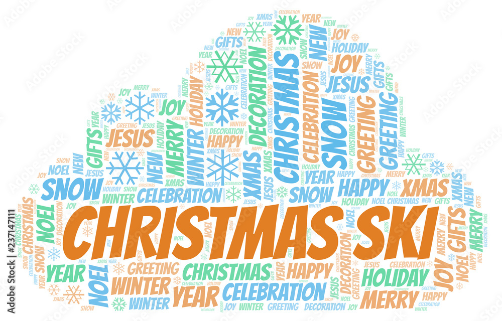 Obraz premium Christmas Ski word cloud.