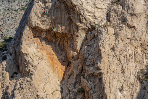 Group of rock climbers in the mountains of andalusia