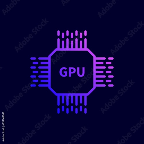 CPU GPU Processor Chip icon. Vector illustration in flat line style.