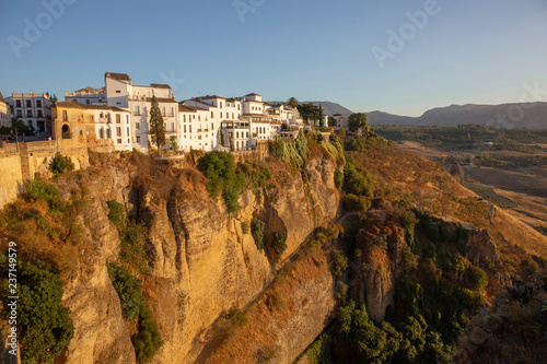 Sunset at Ronda, Spain old town cityscape on the Tajo Gorge