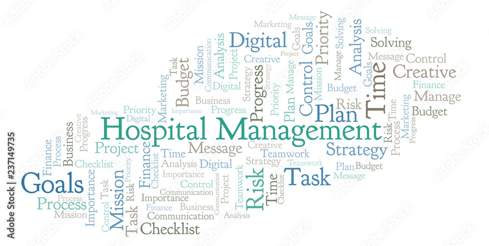 Hospital Management word cloud, made with text only.