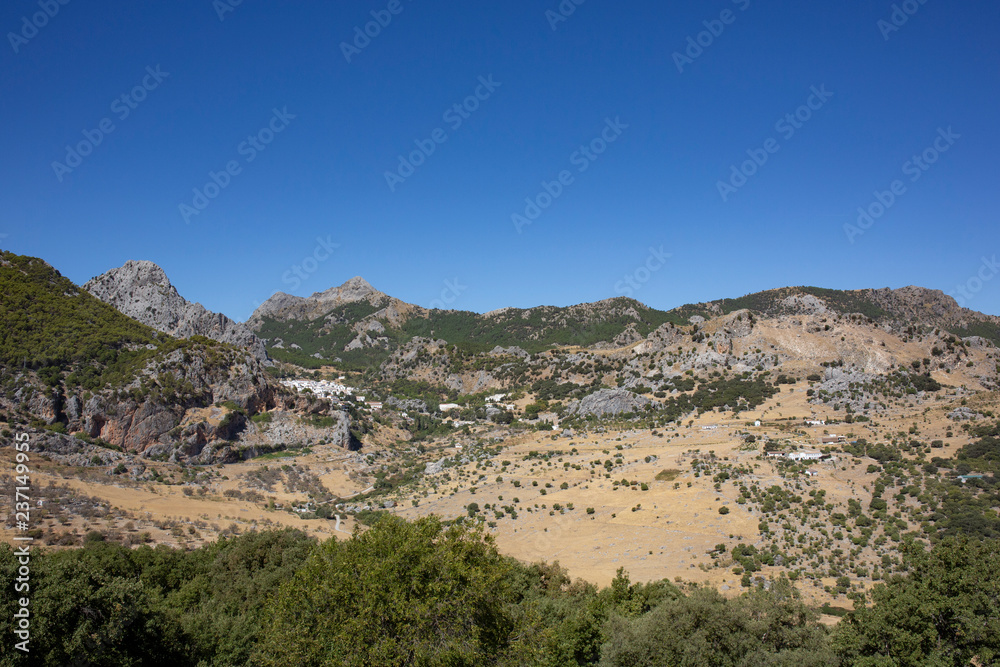 White village in scenic landscape near Ronda, Andalusia, Spain