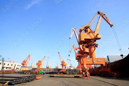 Wallpaper Mural Crane in tianjin port freight terminal, tianjin port, tianjin, China Torontodigital.ca