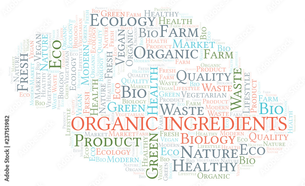 Obraz premium Organic Ingredients word cloud.