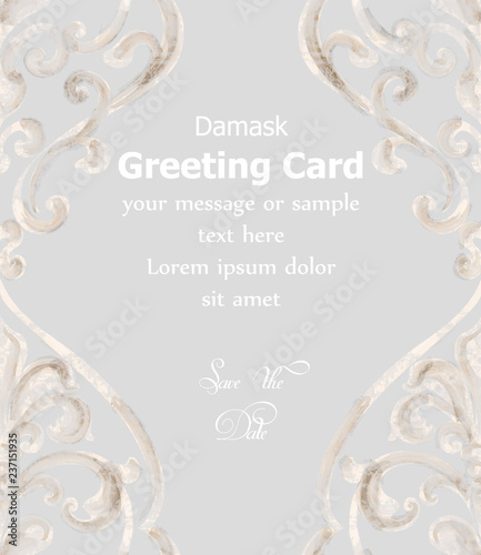 Greeting card ornamented watercolor Vector. Royal luxury texture. Elegant dec...