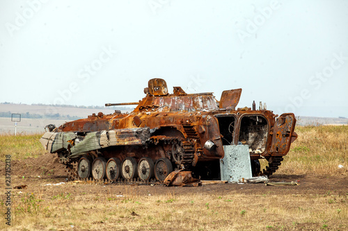 armoured personnel carrier, destroyed Armored Transporter, War actions aftermath, Ukraine and Donbass conflict