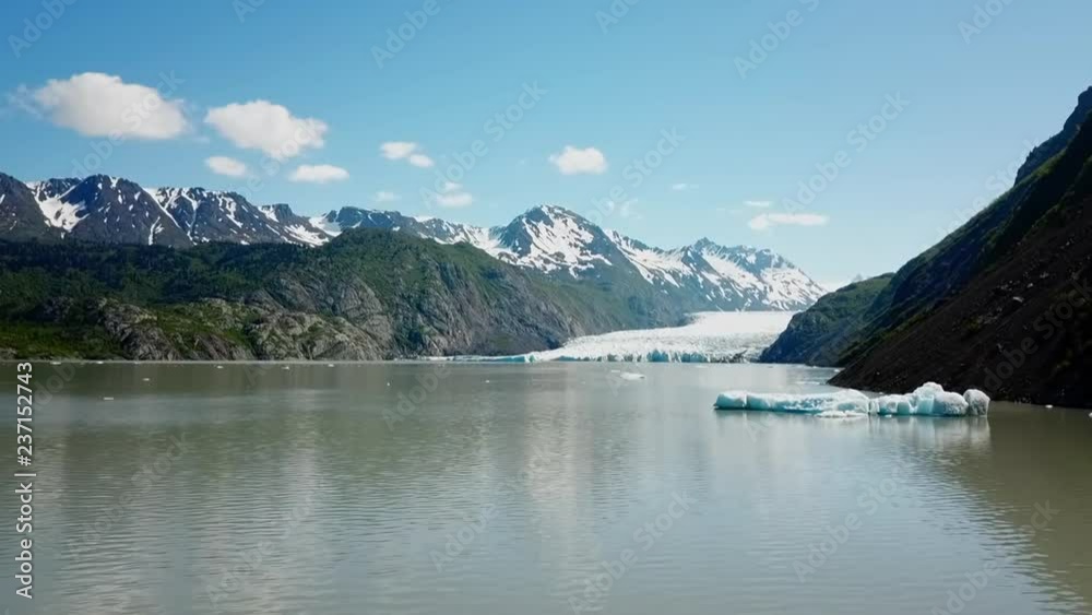 Aerial Forward: Mountains and Icy Bay of USA Aerial Forward: Mountains and Icy Bay of USA