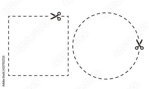 Cut line with scissors. Cut here symbol