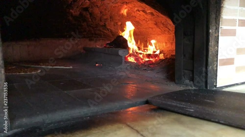 Turkish pizza pide in woodfire, stone cookery