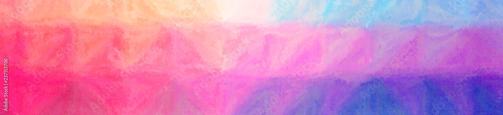 Illustration of red, blue and purple wax crayon background, abstract banner.