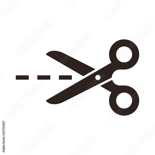 Canvas Print Vector scissors with cut lines