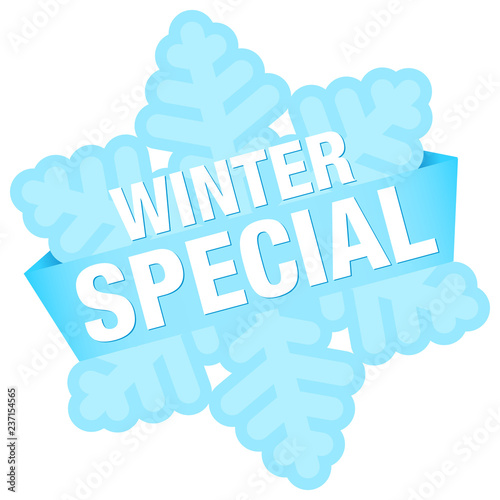 Schneeflocke-Button Banner "Winterspecial" blau
