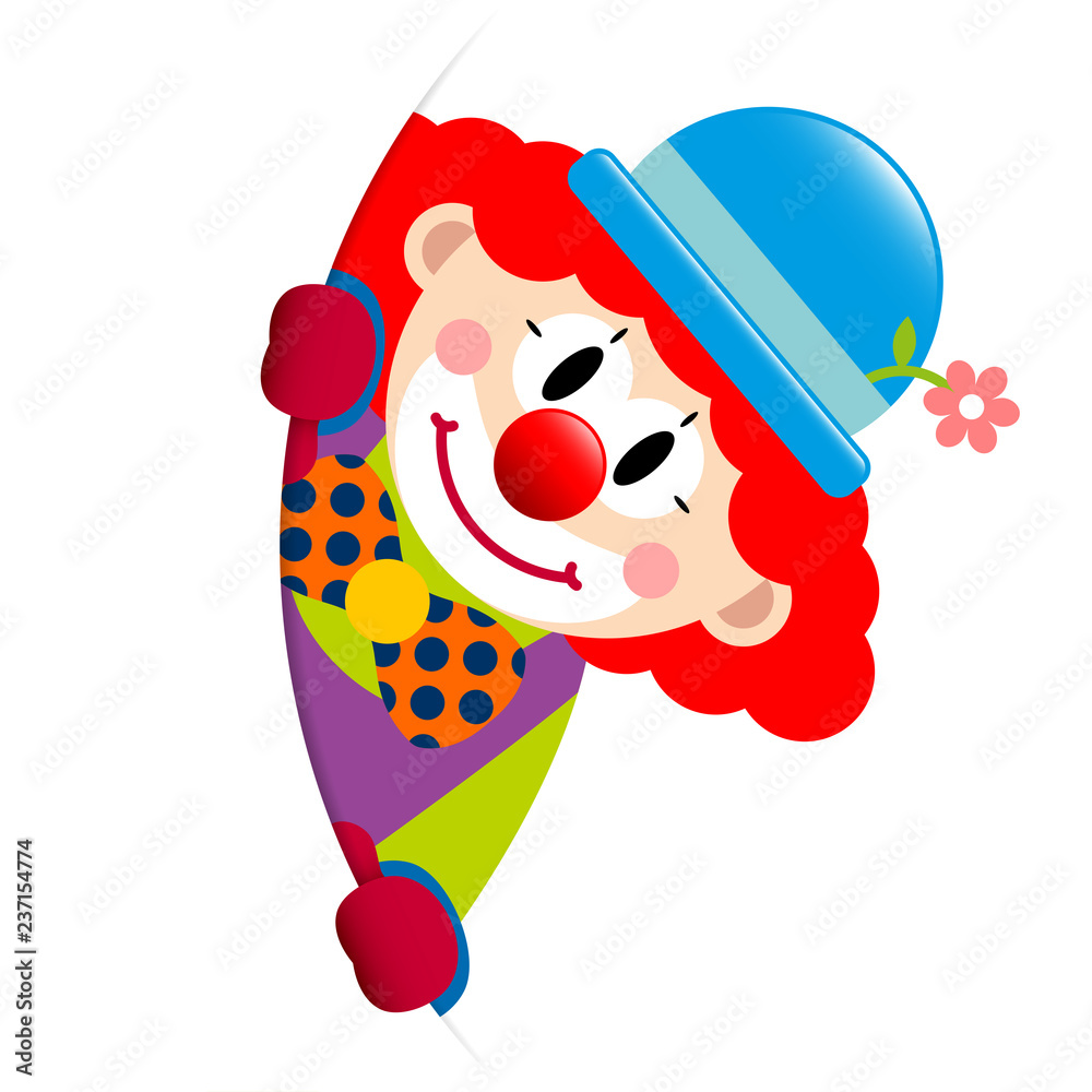 Clown Red Hair Round Banner