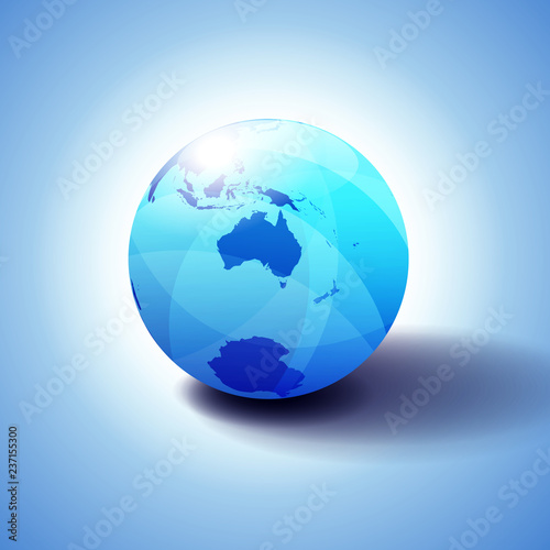 Australia and New Zealand  South Pole  Antarctica  Background with Globe Icon 3D illustration