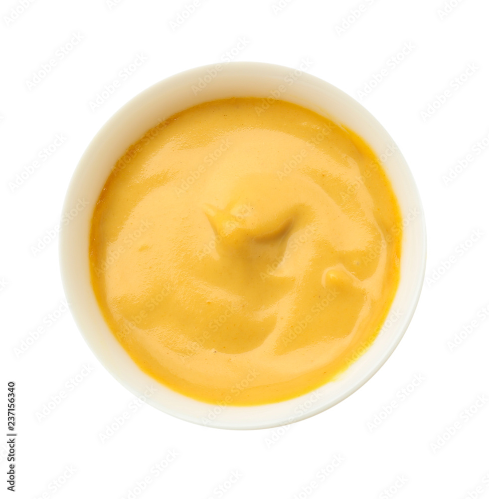 Tasty sauce in bowl on white background Tasty sauce in bowl on white background