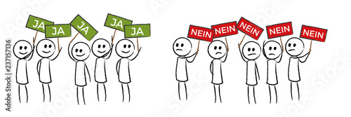 Personengruppen mit Meinungen - Ja und Nein