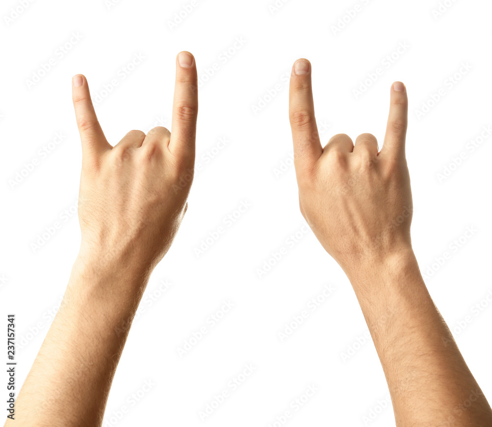 Male hands showing Male hands showing