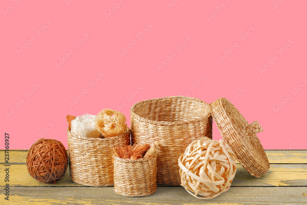 Basket with spicy dry plants