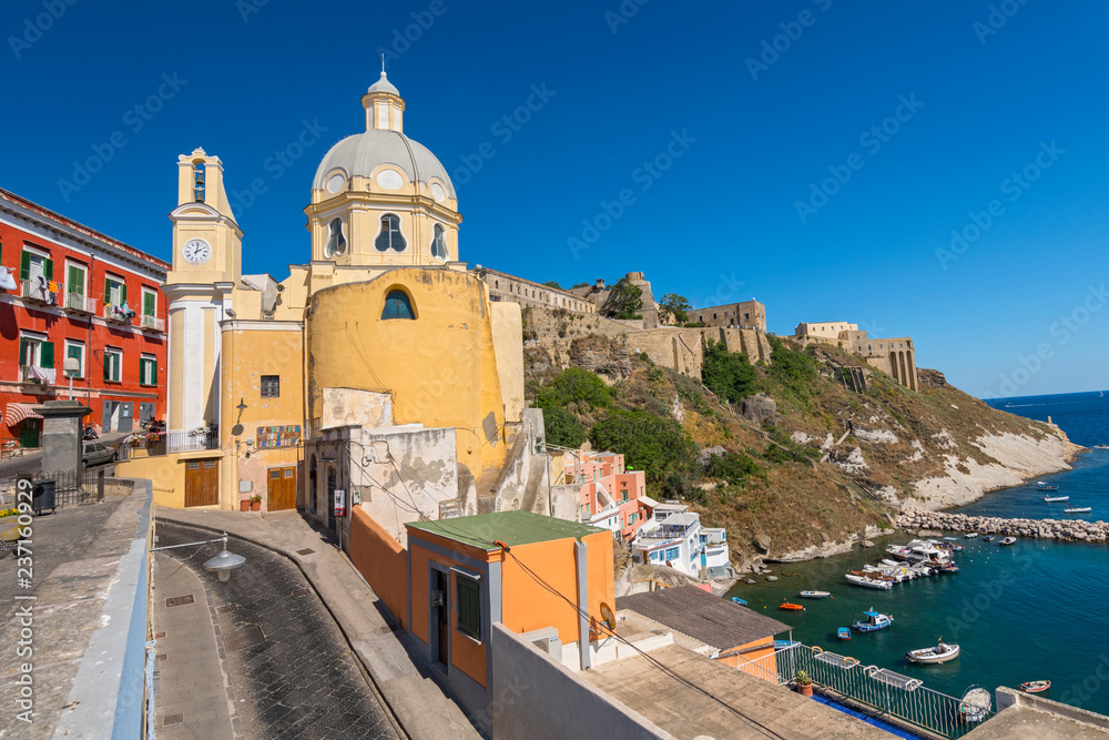 Santa Maria delle Grazie Church on Island of Procida, Gulf of Naples, Campania, Italy.